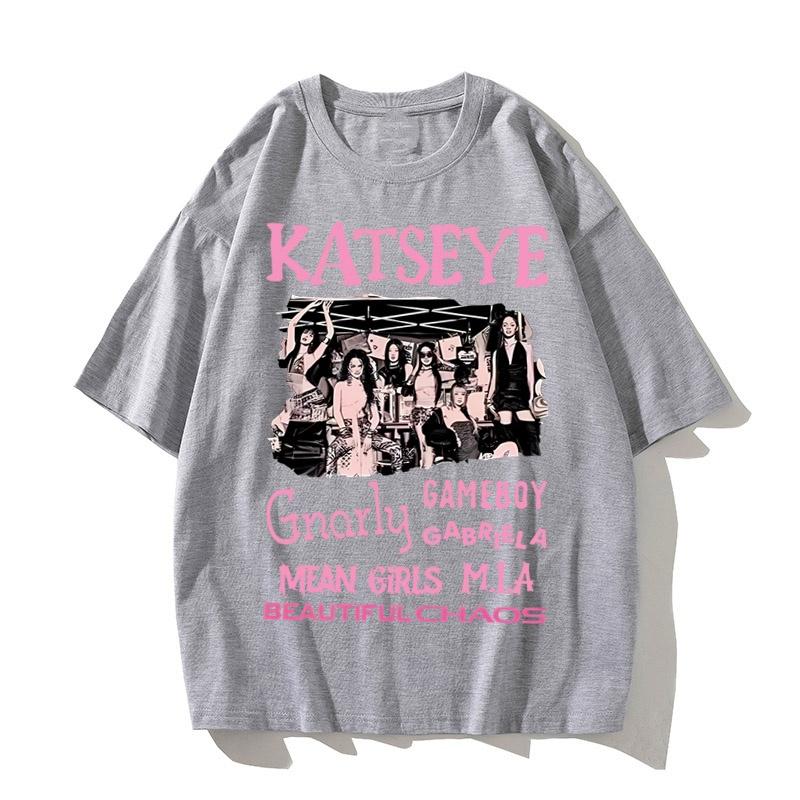 Spring and Summer New Katseye Beautiful Chaos Picture Printed Cotton Tshirt Casual Short Sleeved Round Neck Tshirt