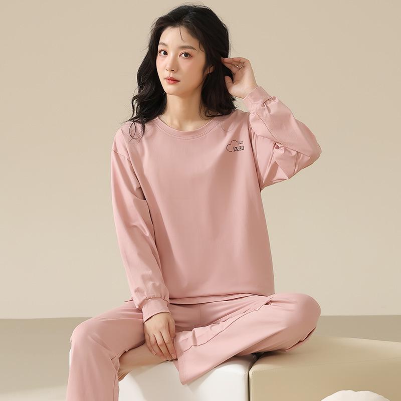 Autumn Pure Cotton Couple's Long Sleeve Pajamas Set for Men and Women