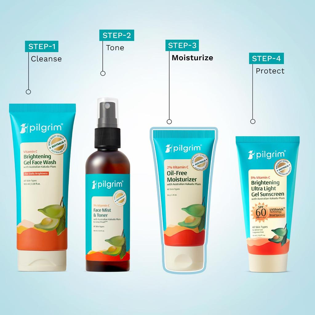 Pilgrim 2% Vitamin C Oil Free Moisturizer For Oily Acne Prone Skin Lightweight Daily Face Cream 50 G Hydrating