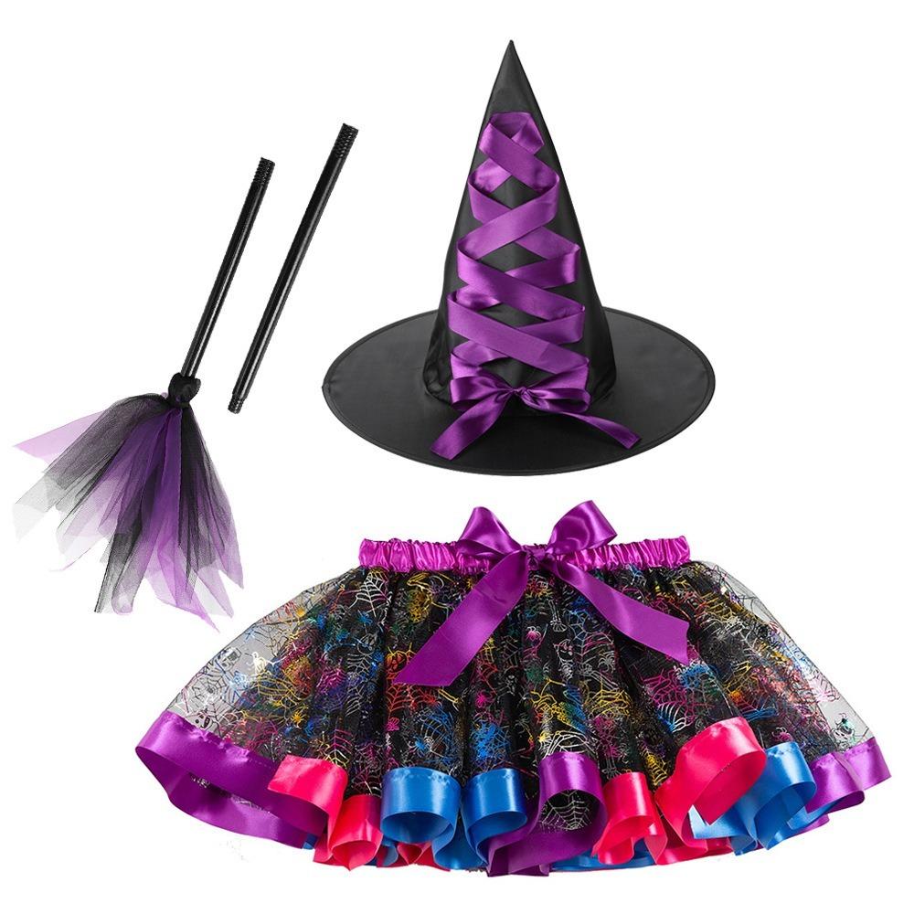 Różdżka Halloweenowa Sukienka Tutu Gotycka Halloweenowa Dziecięca Sukienka Czarownicy Kostium Halloweenowy dla Dzieci Akcesoria Cos