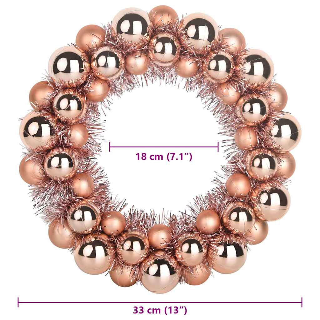 Christmas Ball Wreaths 2 pcs Rose Gold 33 x 33 x 7 cm Polystyrene