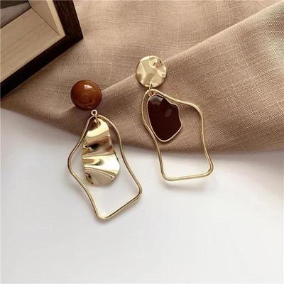 Damen Metall Unregelmäßige Hängeohrringe Geometrische Statement-Ohrringe Modeschmuck Hochzeitsaccessoires