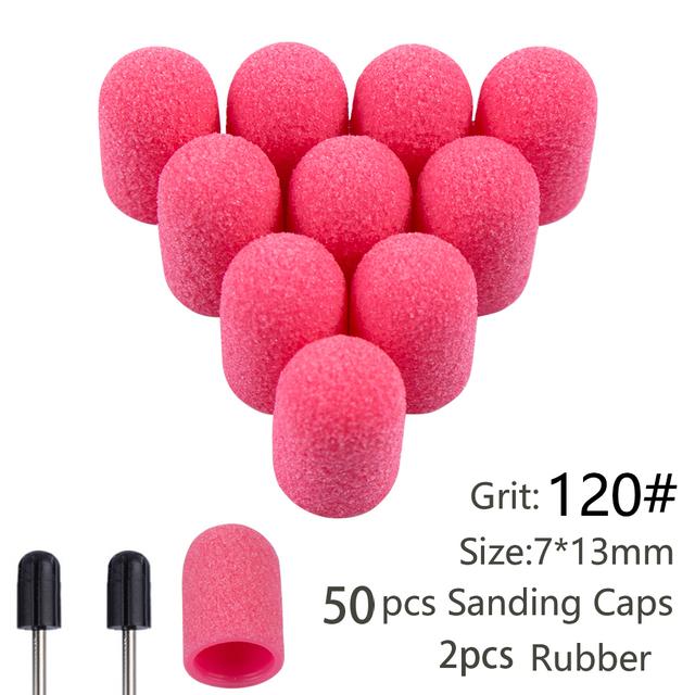 50pcs Pedicure Nail Sanding Caps For Heel Callus Removal Sand Bands Manicure Machine Drill Bits Accessories Grinding Head