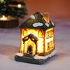 Gift Figurine Mini Miniatures Resin Craft Village House Ornament LED Light Christmas Decoration