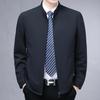 Dad Dress Stand Collar Jacket Zipper Shirt for Men Spring and Autumn New Middle-aged Men Business Casual Solid Color Coat