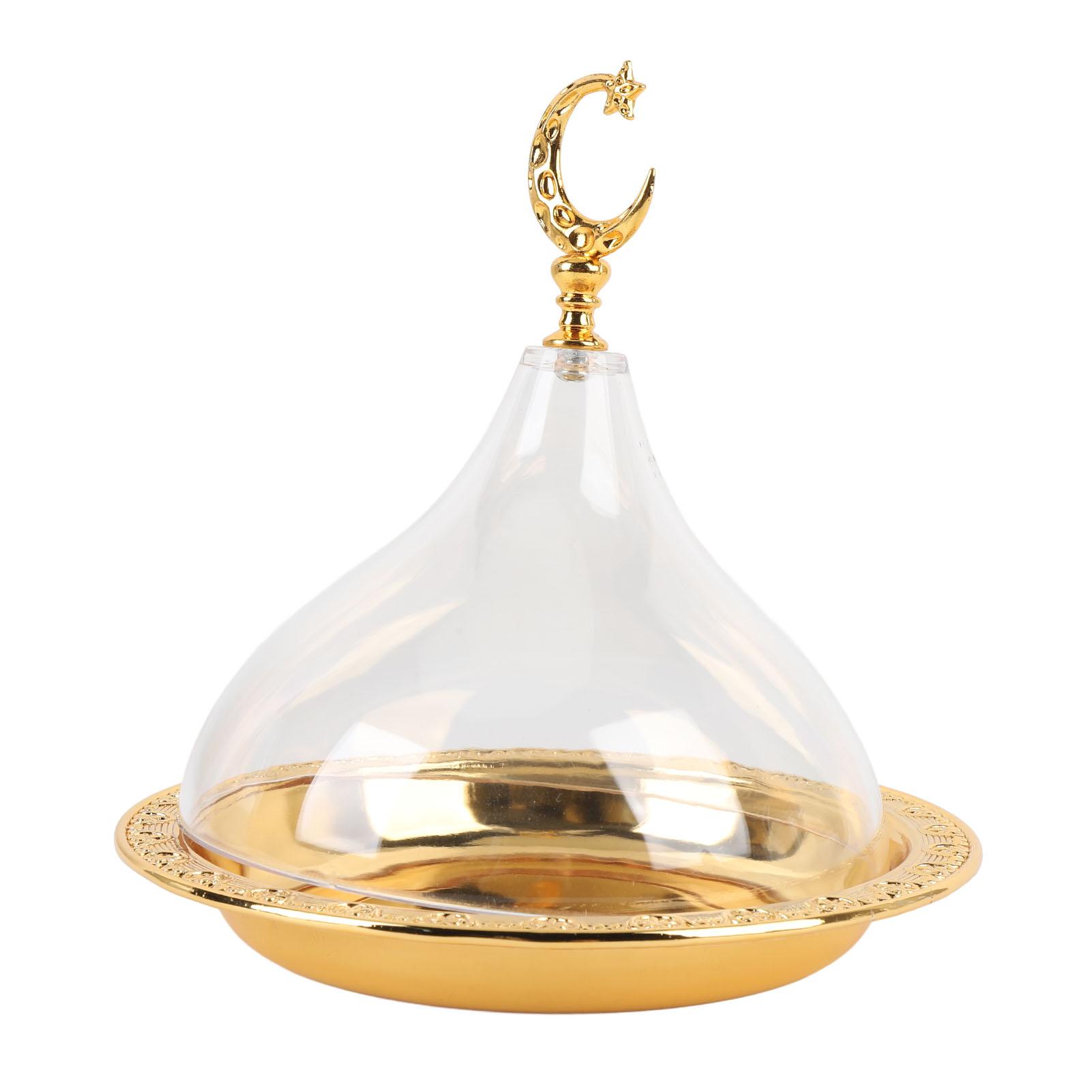 

Snack Serving Tray European Elegant Style Pure Color Carving Gold Plating Round Shape Decorative Serving Platter with