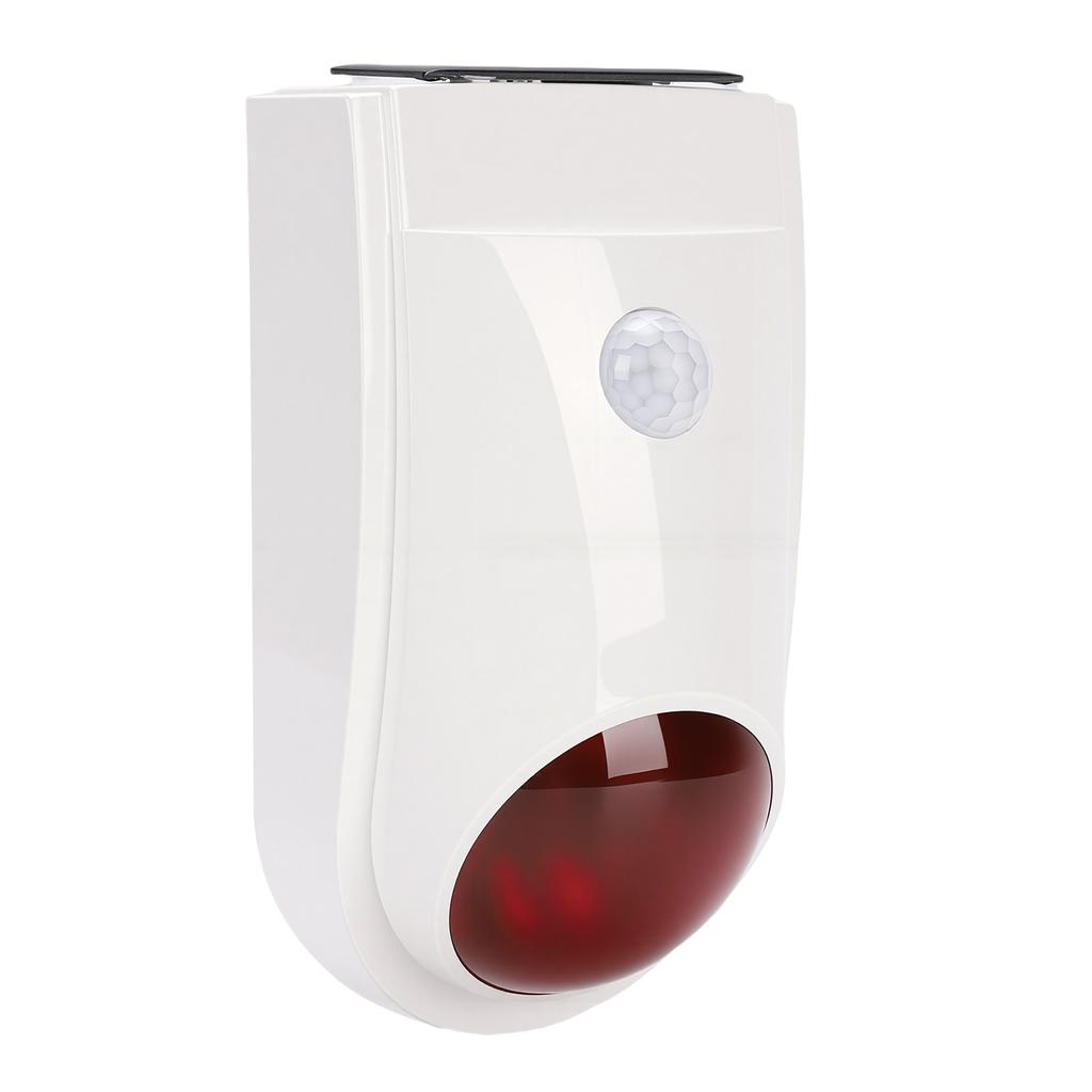 Solar Infrared Sound Light Alarm Custom Voice Input 110dB Waterproofing Wireless Motion Sensor Siren for Home Security