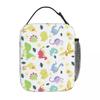 Cartoon Light Color Dinosaur Pattern Insulated Lunch Bag for Women Kids Portable Food Boxes Thermal Lunch Box Tote