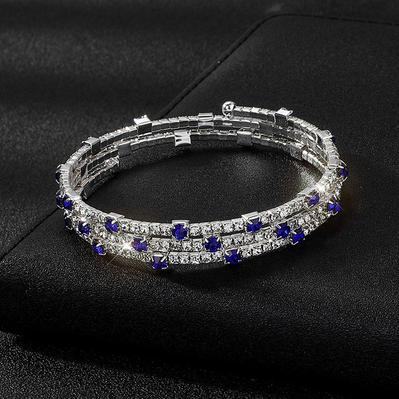 Rhinestone Open Bracelet Gold Silver Diamond Set Elastic Bracelet Bridal Fashion Full Diamond Grab Chain Bracelet