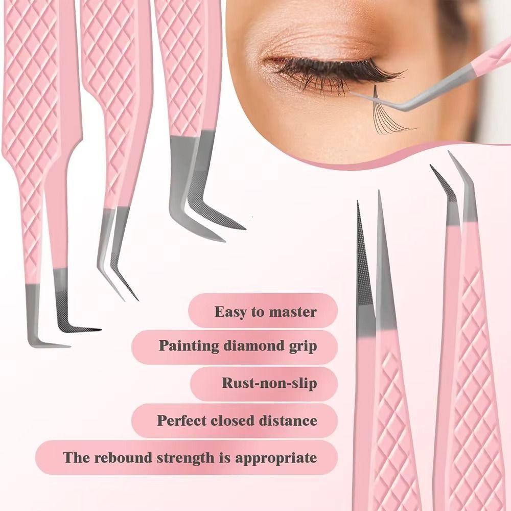 Anti-static Eyelash Extension Tweezer Stainless Steel Fiber Tip Makeup Tool Beauty Salon