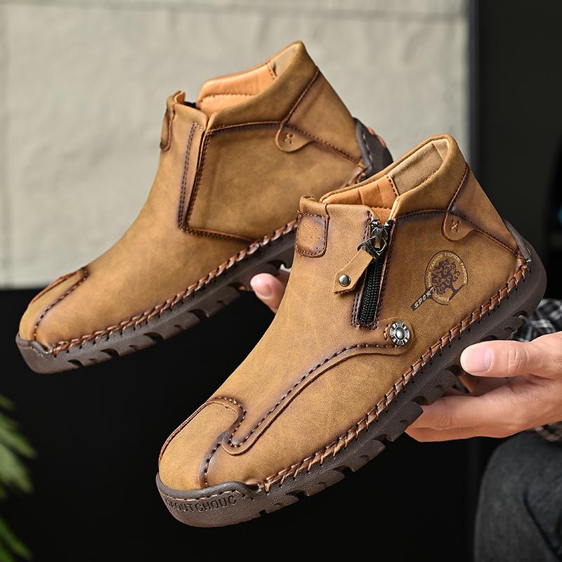 TUINANLE Frühling Handgefertigt Leder Herren Stiefel Design Sneaker Mann Atmungsaktiv Freizeit Schuhe Stiefeletten Outdoor