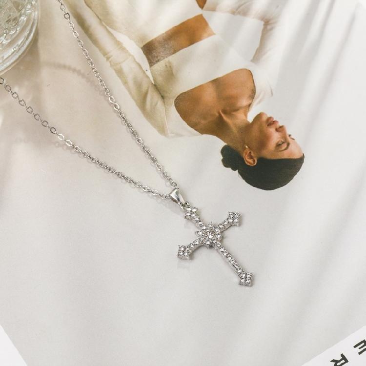 European and American Street Zircon Cross-shape Clavicle Chain Trend Necklace