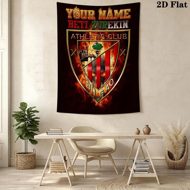 Custom Name Athletic Club Wall Tapestry Aesthetic Wall Hanging Printed Fabric Blanket Decorative Tapestries for Bedroom Living Room Home Decor