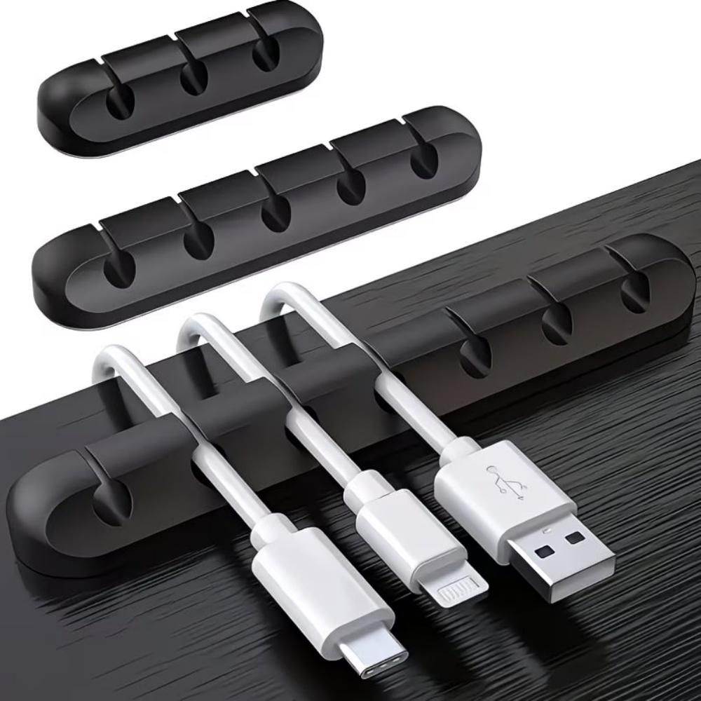 

Органайзер для кабелей и проводов на 3/5/7 отверстий, силиконовый намотчик USB-кабеля, зажимы для управления, самоклеящийся, для мыши, клавиатуры, гарнитуры 8.3cm чёрный