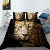 Leopard Duvet Cover Set King/Queen Size Brown with Black Spots Cheetah Bedding Set for Adults Men 2/3pcs Polyester Quilt Cover