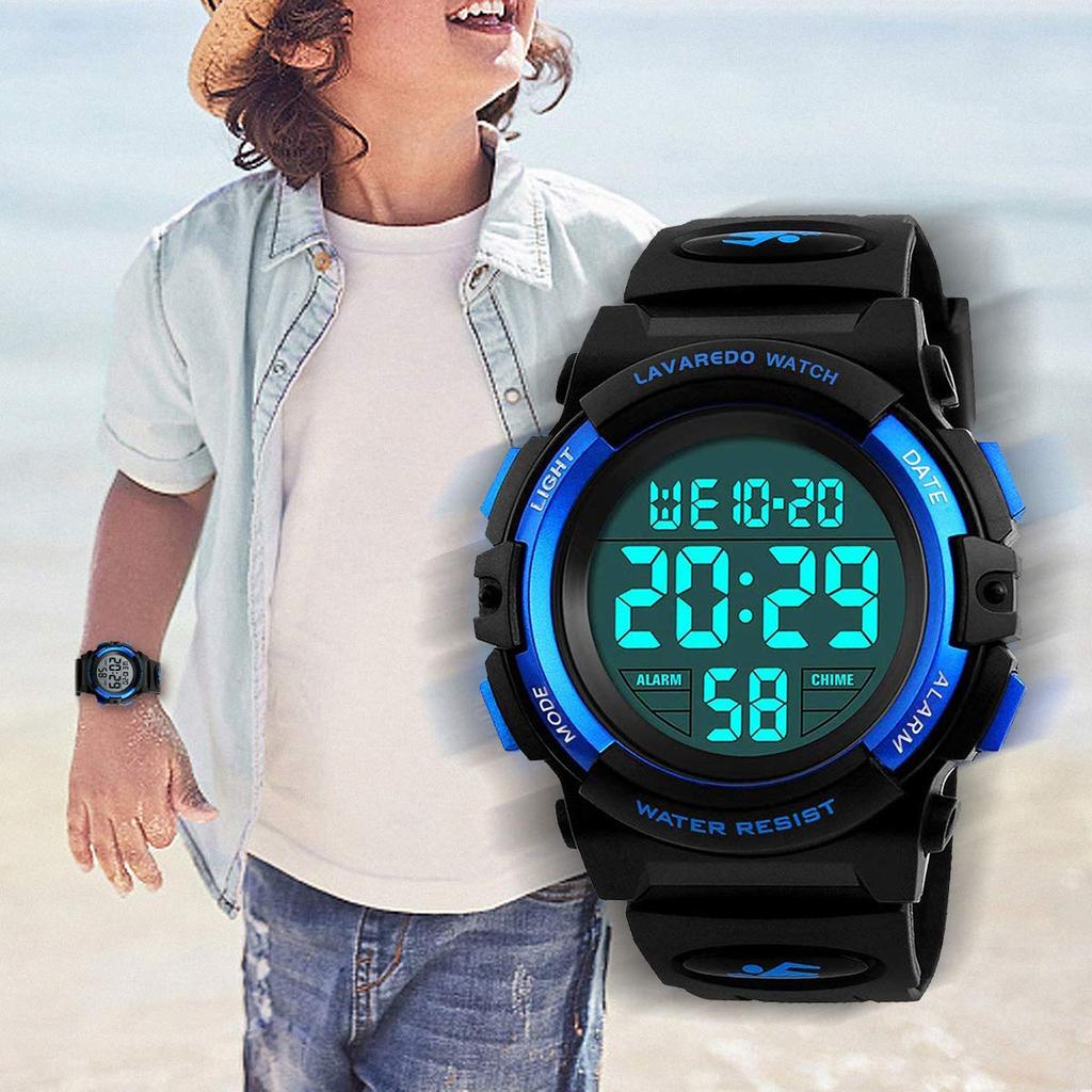 IN Shop Kinderuhren für Jungen Digital Jungen Sportuhr Outdoor Multifunktion 50m Wasserdicht Alarm Datum Tagesanzeige Dualzeit LED Analoganzeige