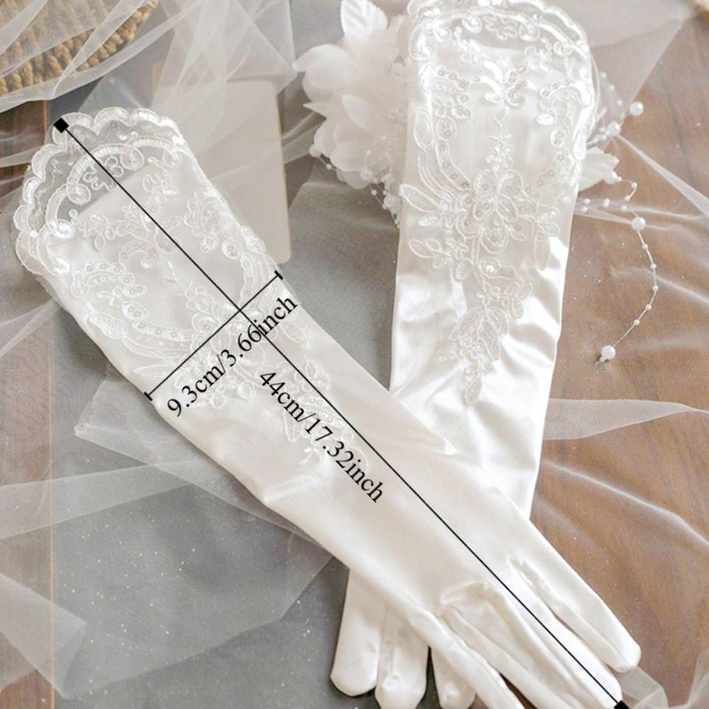 Vintage Wedding Bridal Gloves White Long Finger Mittens Fashion Satin Long Gloves  Women