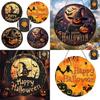 Modern Minimalist Wooden Halloween Door Sign With Creative Round Design For Home Decoration