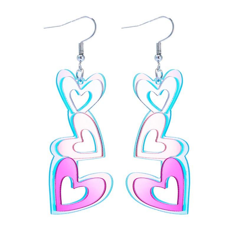 Personalized and Minimalist Niche Illusory Laser Earrings Irregular Love Pendant Long Earrings Hanging Acrylic Earrings