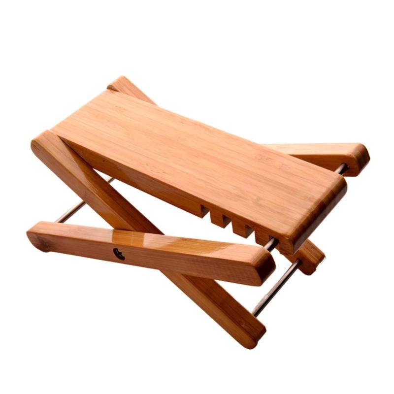 Solid Wood Guitar Footstool Non-slip Foldable Footrest, 3 Levels Adjustable Height Folding Guitar Pedal for Guitar Bass 1