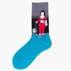 European & American Creative Oil Painting Mid-Calf Socks: Trendy Autumn/Winter High-Tube Cotton Socks