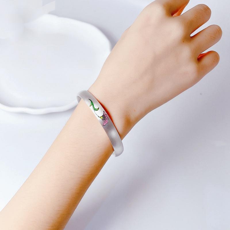 Zuoyin S999 čínský elegantní náramek s barevným listem Ginkgo Leaf Smooth