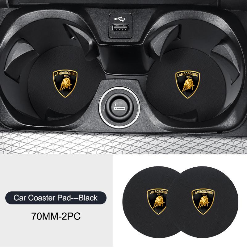 2PCS Car LOGO Water Cup Slots Anti-slip Mat Interior Accessories For Lamborghini LP570 LP610 Urus LP700 LP770 Gallardo Aventador SS3