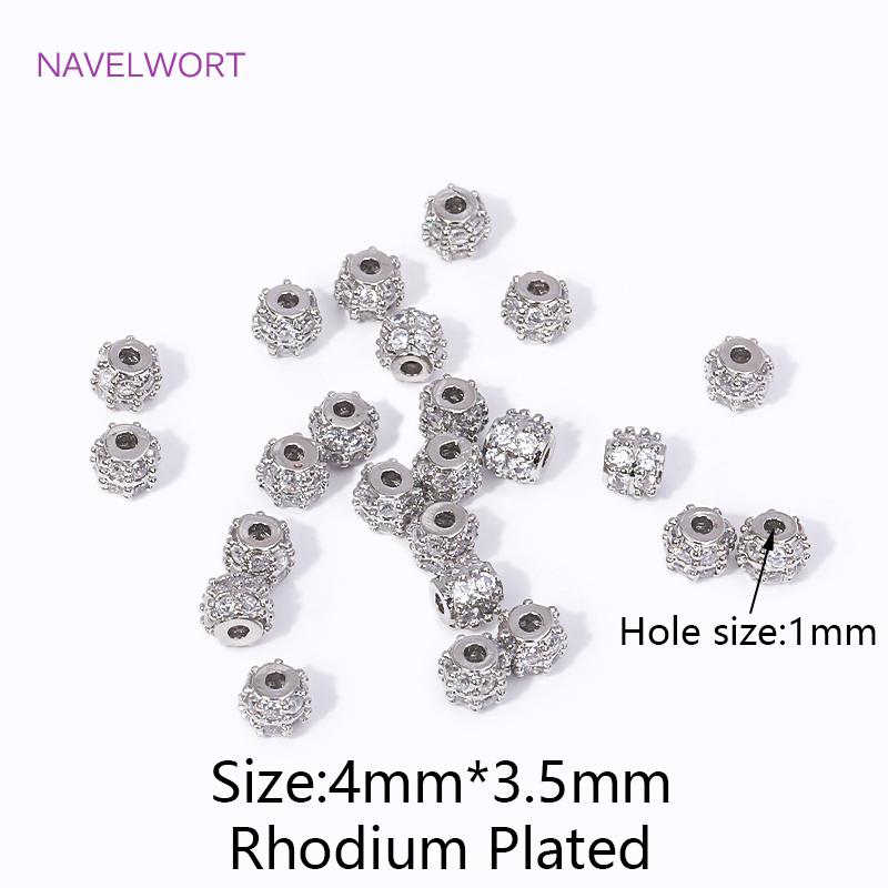 

Brass 4mm*3.5mm 18K Gold Plated With Zircon Round Spacer Beads,Separator For Beads,For DIY Bracelet Jewelry Making Accessories 2 pieces