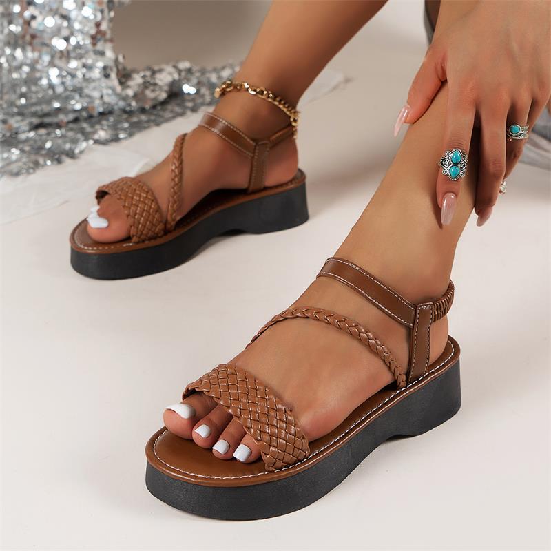 

2024 summer Roman style platform sandals women s new flat-soled women s shoes muffin-soled casual women s sandals 43 темно-коричневого кольору