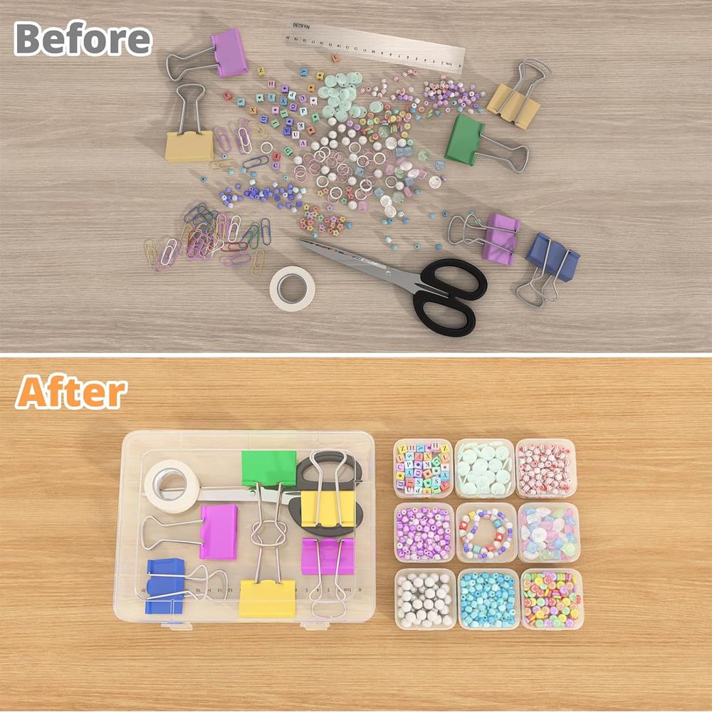 Bead Organizer Box 31Pcs Small Bead Organizers Storage Plastic Cases Mini Clear Bead Storage Containers Boxes with Hinged Lid