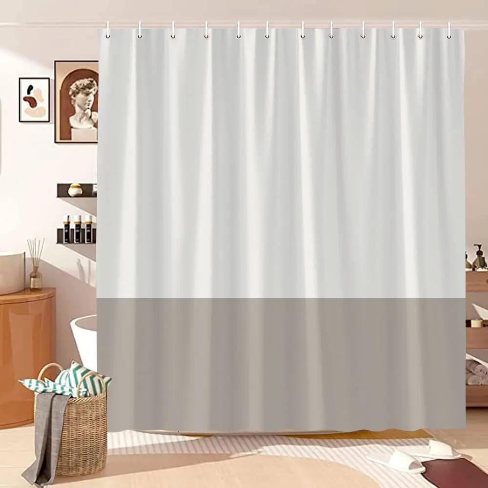 Vintage Geometric Lines Shower Curtain Modern Abstract Bohemian Minimalist Tones Polyester Fabric Shower Curtains Bathroom Decor