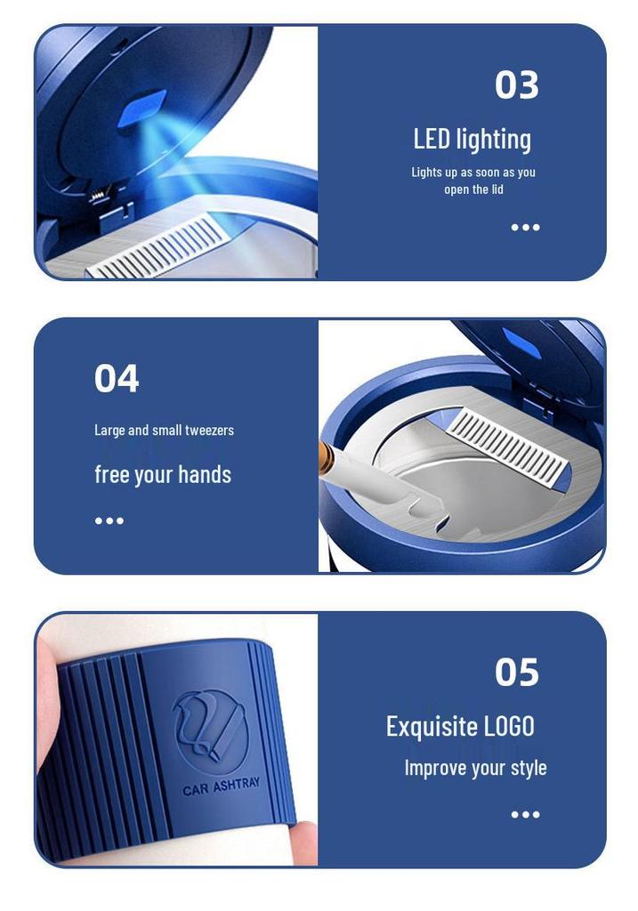 Qiyuan Q05 Car Ashtray - A05 Alloy Coffee Cup, A07 Flame Retardant, A06 Multifunctional Design
