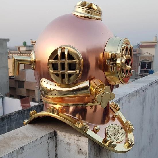 45.72 Cm Boston Scuba Diving Helmet US Navy Mark V Deep Sea Diving Divers Helmet Copper Brass Diving Helmet Gift