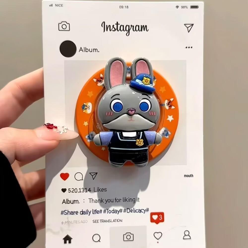 Zootopia Cartoon MagSafe Phone Stand with Strong Magnetic Grip & Retractable Air Cushion