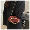 Retro Metallgriff Runde Kunstleder Clutch Tasche Vintage Kette Umhängetasche für Damen