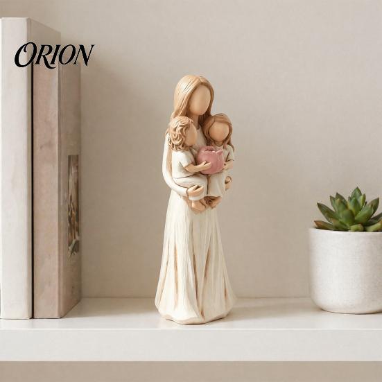 Hand Painted Tabletop Decor Mother And Daughter Hugging Ornament, Resin Hand-painted Statue, Modern Aesthetic Ornament Faceless Figurine for Mother's