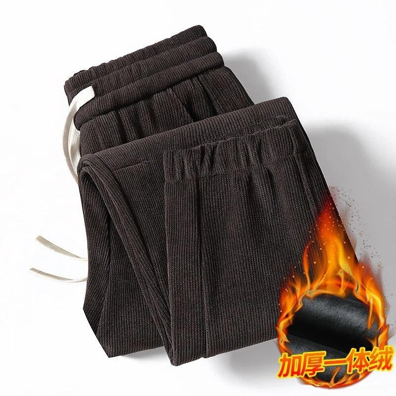 9xl Plus Size Zimní Thicken Teplé Fleece tepláky Pánské Manšestrové Joggers Sportovní oblečení Běžné tepláky 6xl 7xl 8xl