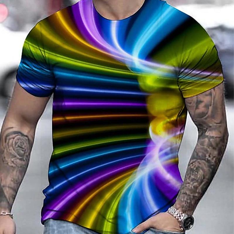 New Summer Men's Fashion T-shirt Personality Vortex Printed Men's T-shirt Top