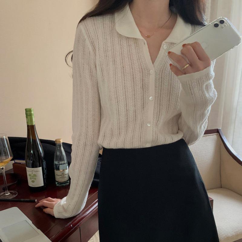 Early Spring Women's Slim French Chic Doll Collar Knit Cardigan