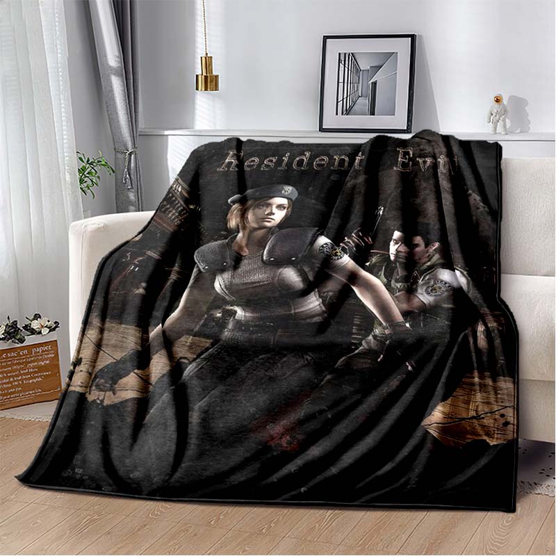 R-Resident Evil Game Gamer Soft Plush Blanket Leon Ada Red Umbrella Blanket for Living Room Bedroom Bed Sofa Picnic Office Cover