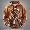 Highland Cow Saxophone Print Hoodie Christmas Winter Snow Scene 3D All Over Print Men Holiday Hooded Sweatshirt