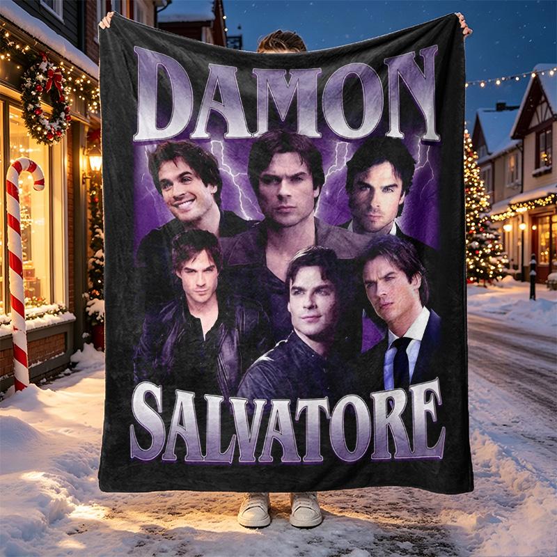 Damon Salvatore Muster Decke für Heimdekoration, Bett, Sofa, Auto Reisen, Camping, Geeignet für Alle Jahreszeiten, Geburtstags Weihnachtsgeschenk