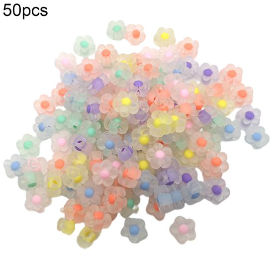 50Pcs DIY Accessories Charm Decorative Multicolor Cute Mini Flower Beads Ornament Jewelry Making Hairwear Accessories
