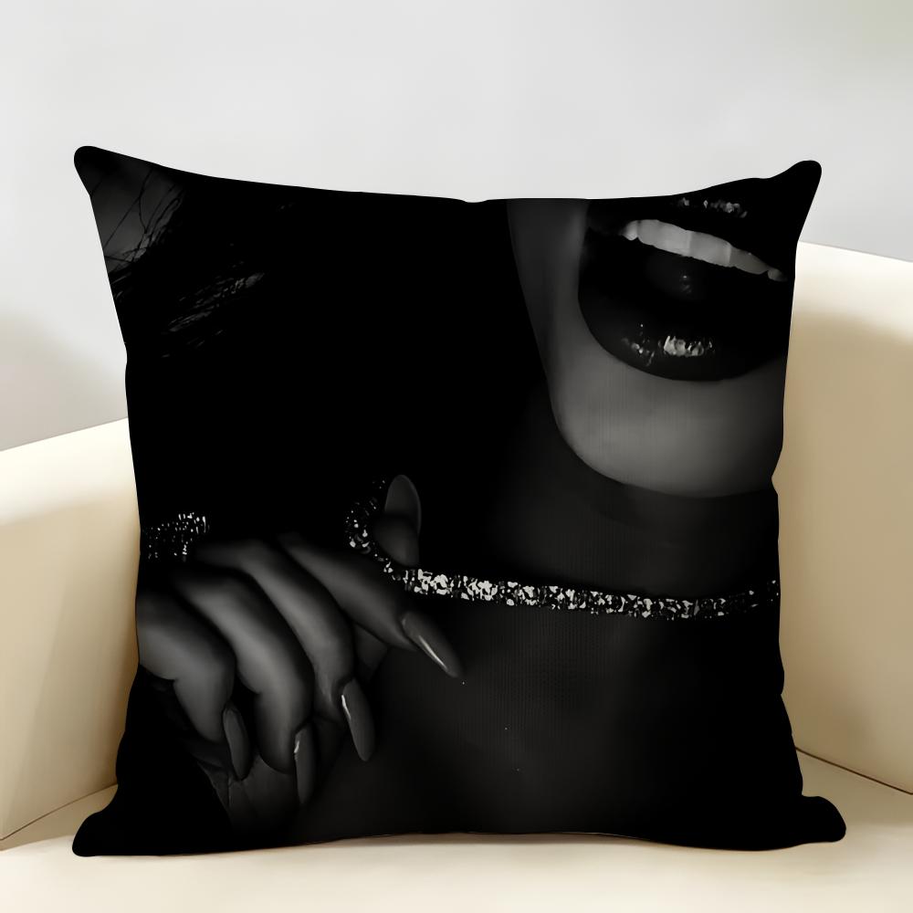 Black White Fashion Ins Sexy Cushion Cover Natural Linen Organic Fabric DoubleSided Printing Room Sofa Decor Pillow Case