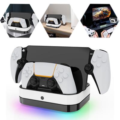 Convenient Dual Charging Dock Station for PS5 Controller and PS Portal with LED Indicators and RGB Ambient Light