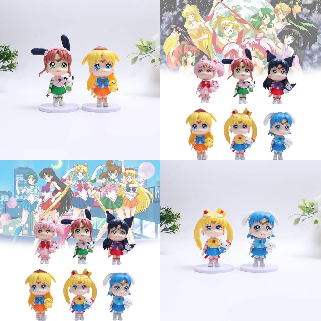 Exquisitely Designed Sailor Moon Figures Featuring Adorable Sanrio Characters In Vibrant Colors