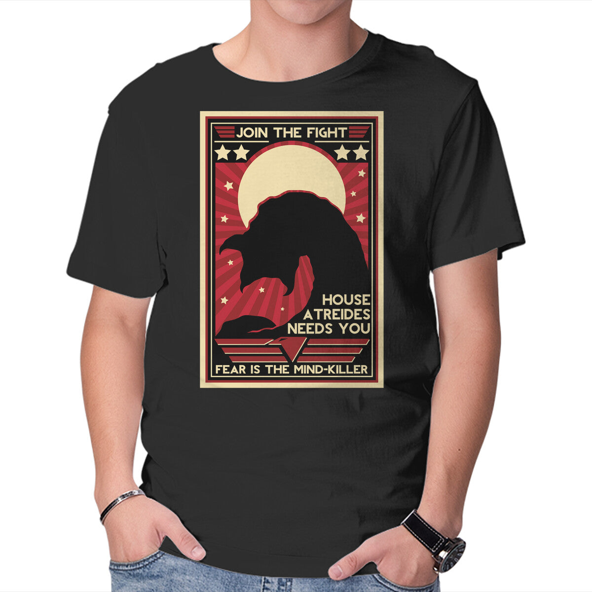 Unisex Crew Neck T-Shirt Fear Is The Mind Killer Graphic Short Sleeve Casual Tee XXXL