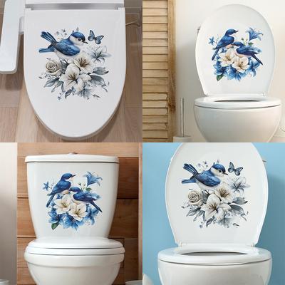 Combination of Flowers Branches Birds Toilet Bathroom Bathroom Home Beautification Decoration Stickers