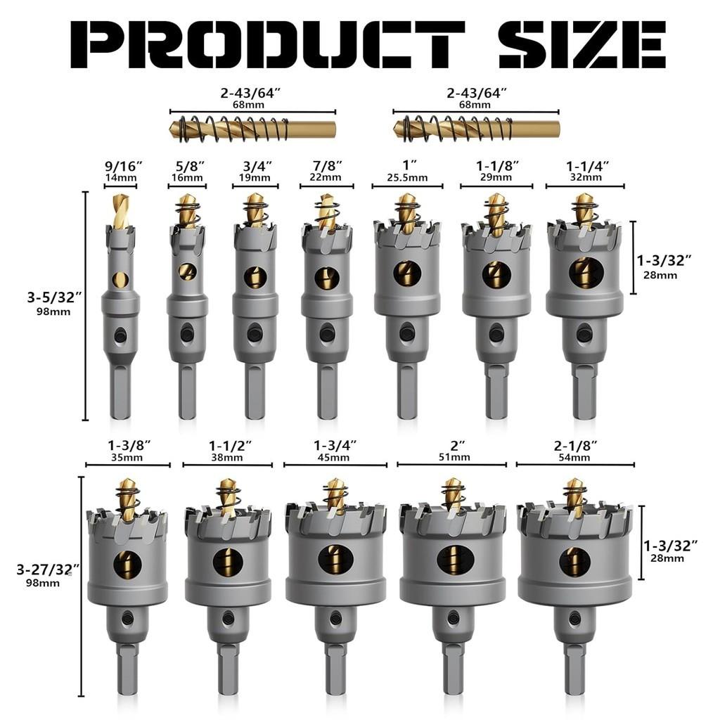 6PCS/10PCS Upgrade Heavy Duty Carbide TCT Carbide Hole Saw Kit Professional Hard Metal Hole Opener
