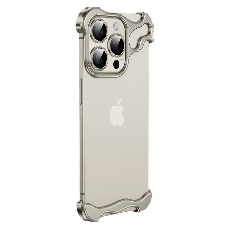 Apple 17Pro & 16Promax Anti-Vingerafdruk Valbestendige Telefoonhoes met Metalen Hoeken en Unieke Vorm.